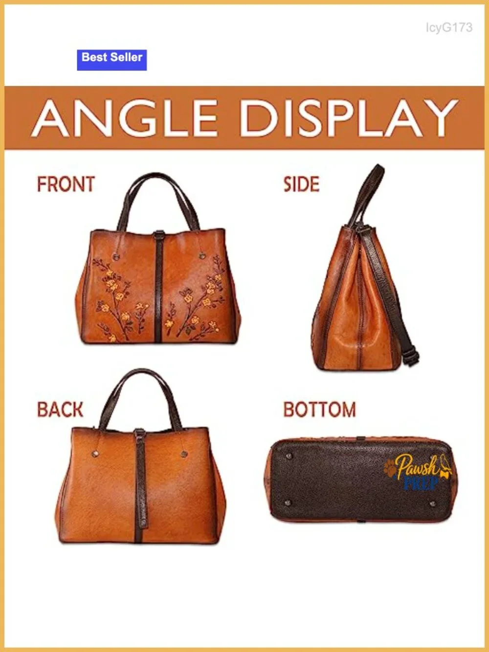 Genuine Leather Satchel Handbag Women Crossbody Purse Vintage Embossed Top